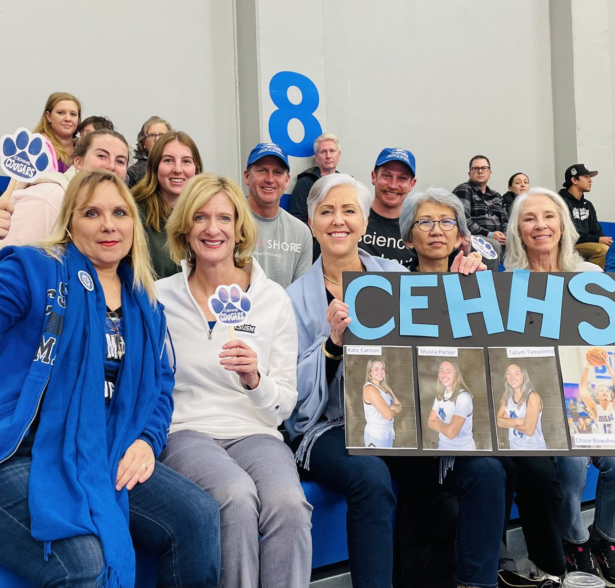 marilynhuertART's tweet photo. I was wearing extra Cougar-Blue since I was double-dipping and representing our @csusmalumni AND the @CEHHS_CSUSM! Go Cougars!!! @CSUSM_WBB @CSUSM_WBB @csusm https://t.co/KwZ4M1Obsr