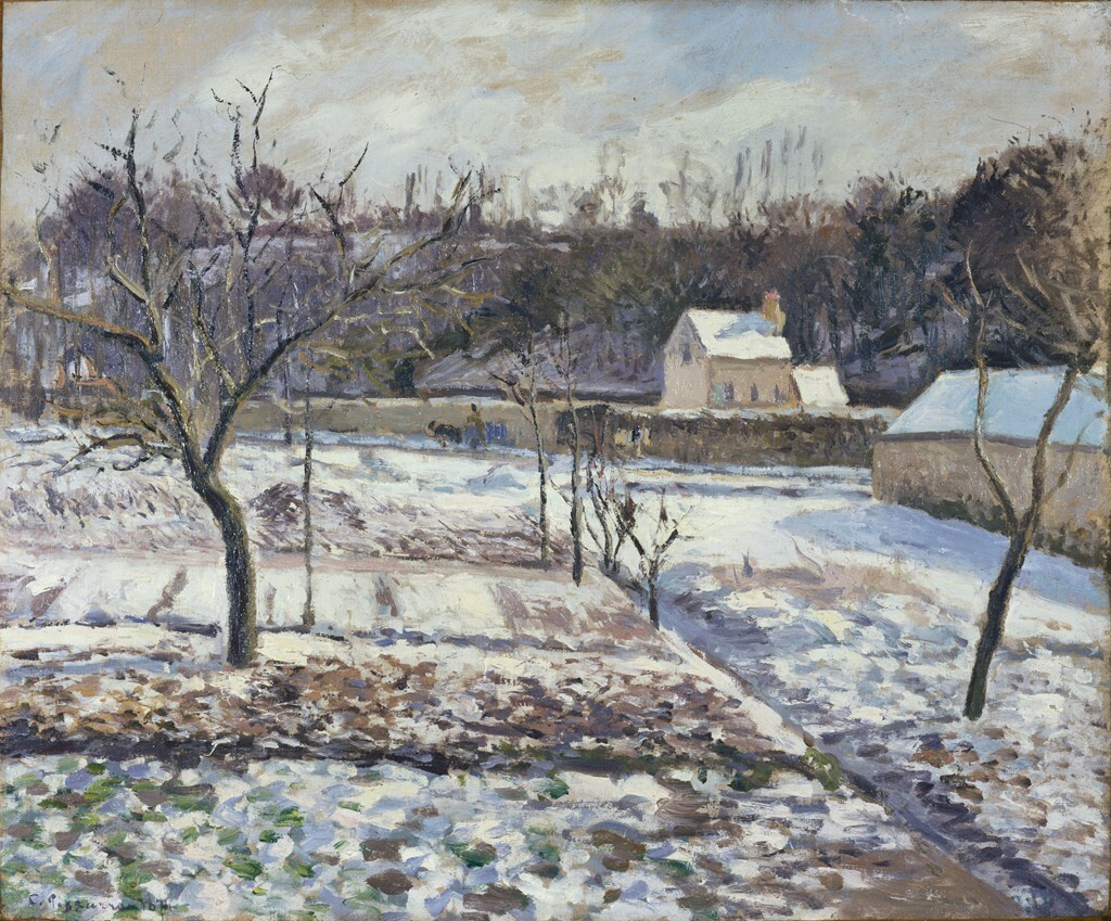 Camille Pissarro, The Hermitage, Effect of Snow, 1874 #harvardartmuseums #camillepissarro harvardartmuseums.org/collections/ob…