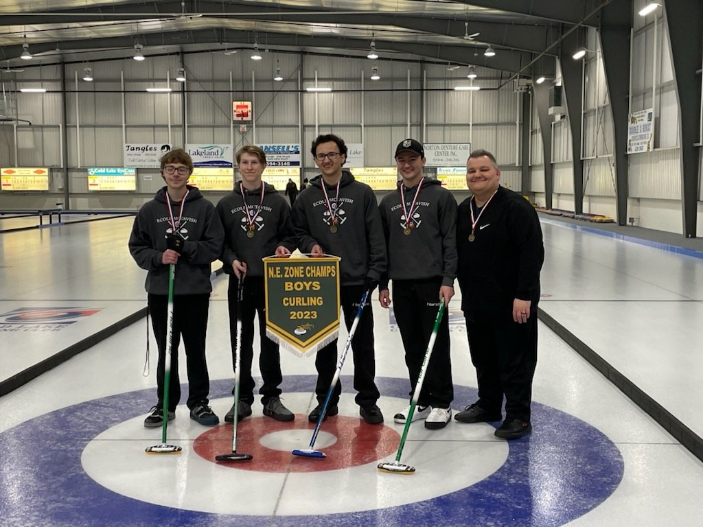 A huge congratulations to our Varsity Curling Team for taking gold at Zones! Two tournaments down, one to go. Way to go, boys! #GoingForGold @FMPSD