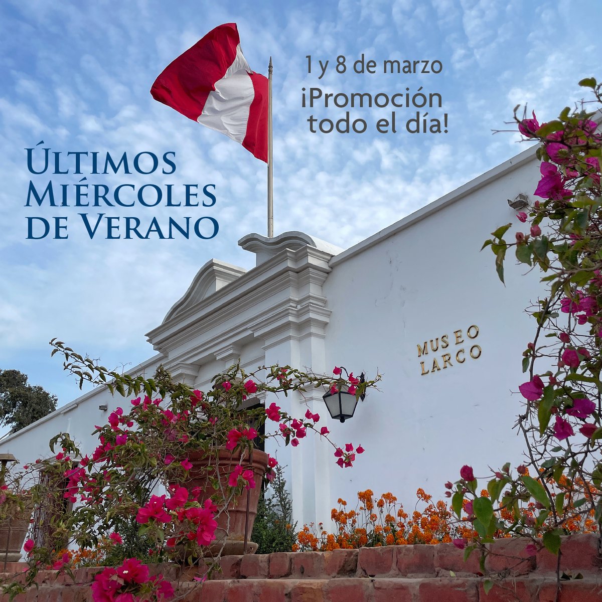MuseoLarco's tweet photo. 🌞 🇵🇪 ¡Nuestros últimos "Miércoles de Verano" serán todo el día! Te esperamos el 1 y 8 de marzo de 10 am a 9 pm con entrada a S/10 para peruanos y residentes.

🧵1/ https://t.co/f3hyF4hOHv