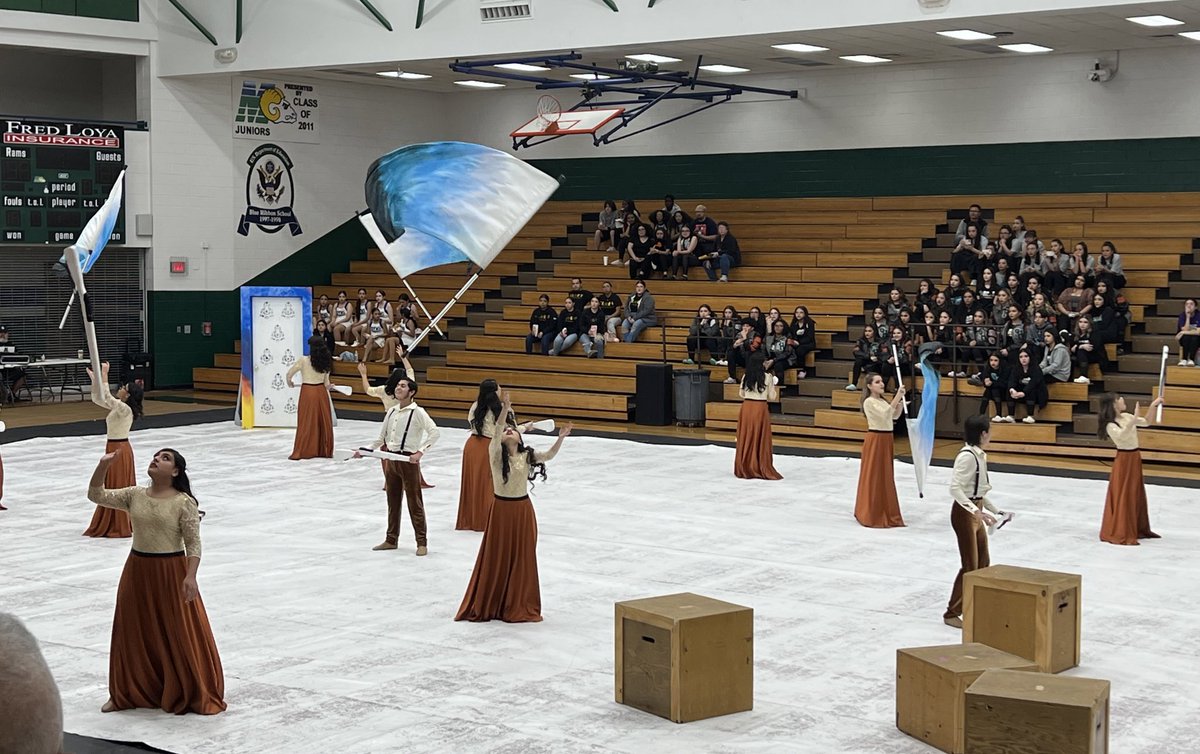 raynaynae's tweet photo. A very entertaining and graceful performance by our Ranger Winter Guard 💯 Awesome job Rangers‼️ 🧡💙 #riverside4ever https://t.co/f5QpKgdfLi