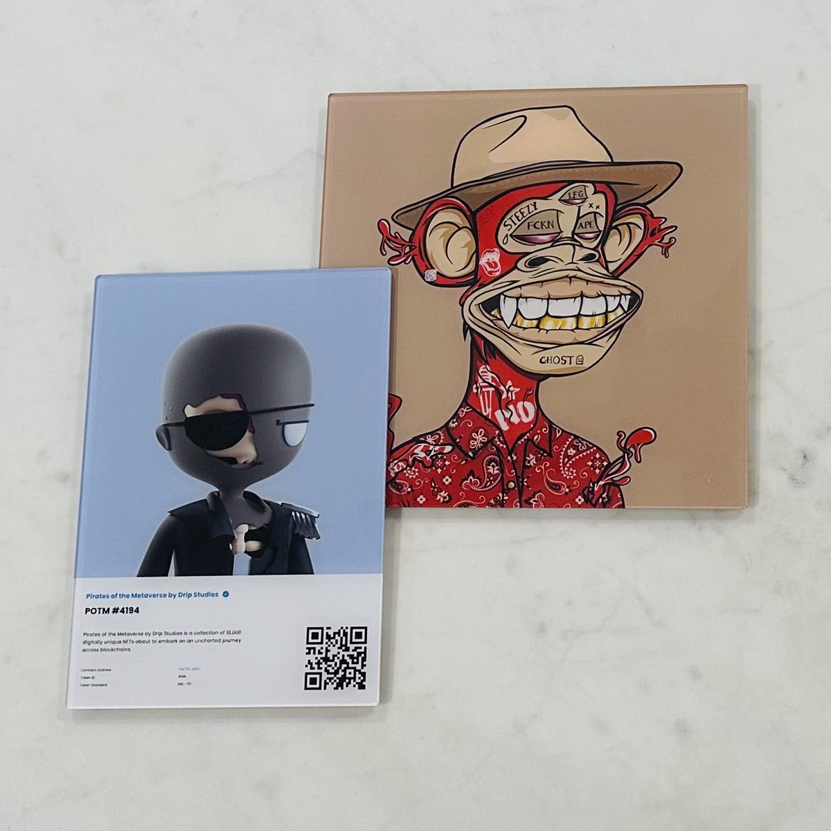 A couple wall displays we made for <a href="/Vertex_13/">daniel</a> 🔥 featuring <a href="/PiratesMeta/">Pirates of the Metaverse 🔛 FLOW</a> and @steezyapegang ✨

Get your own over at airandsea.shop ✨