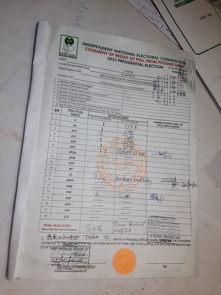 redcap_blondie's tweet photo. Dear Obidients, it's obvious that INEC is trying to compromise our results by working with the APC. I am posting some results PU on here.

#presidentialelection2023 Done and Dusted LP and APC Kaduna Kwankwaso South South Mahmood Yakubu Yobe Delta State Sanwo Olu #BolaAhmedTinubu https://t.co/7URt706GO3