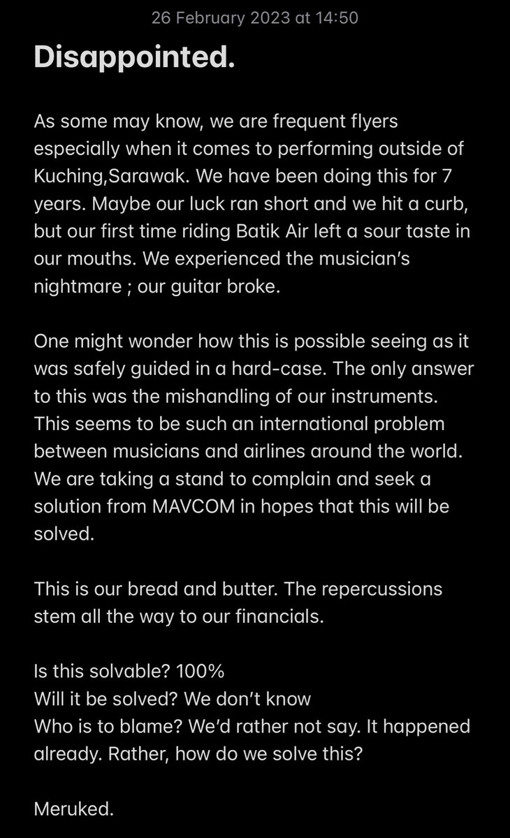 wearemeruked's tweet photo. Dear @anthonyloke we’ve lodged a complaint, please don’t overlook this. @malindoair #MAVCOM #batikair #meruked https://t.co/GEVbjsVVHC