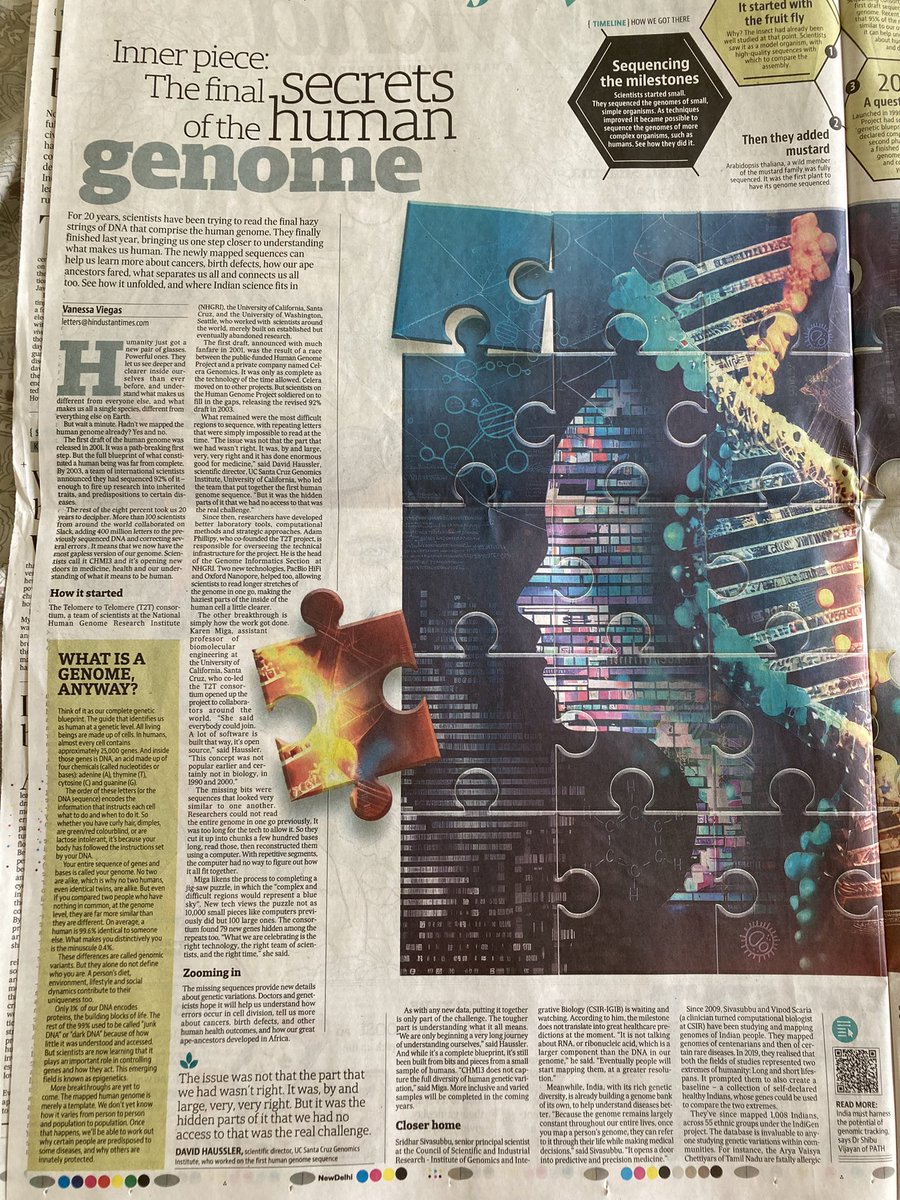 kavitadevgan's tweet photo. Genes… the biggest puzzle of them all… very interesting story about the human genome @htTweets #htweekend
#mustread for anyone with even an iota of interest in science, and how our body works…
@vaguevanes https://t.co/DTeCwJza71