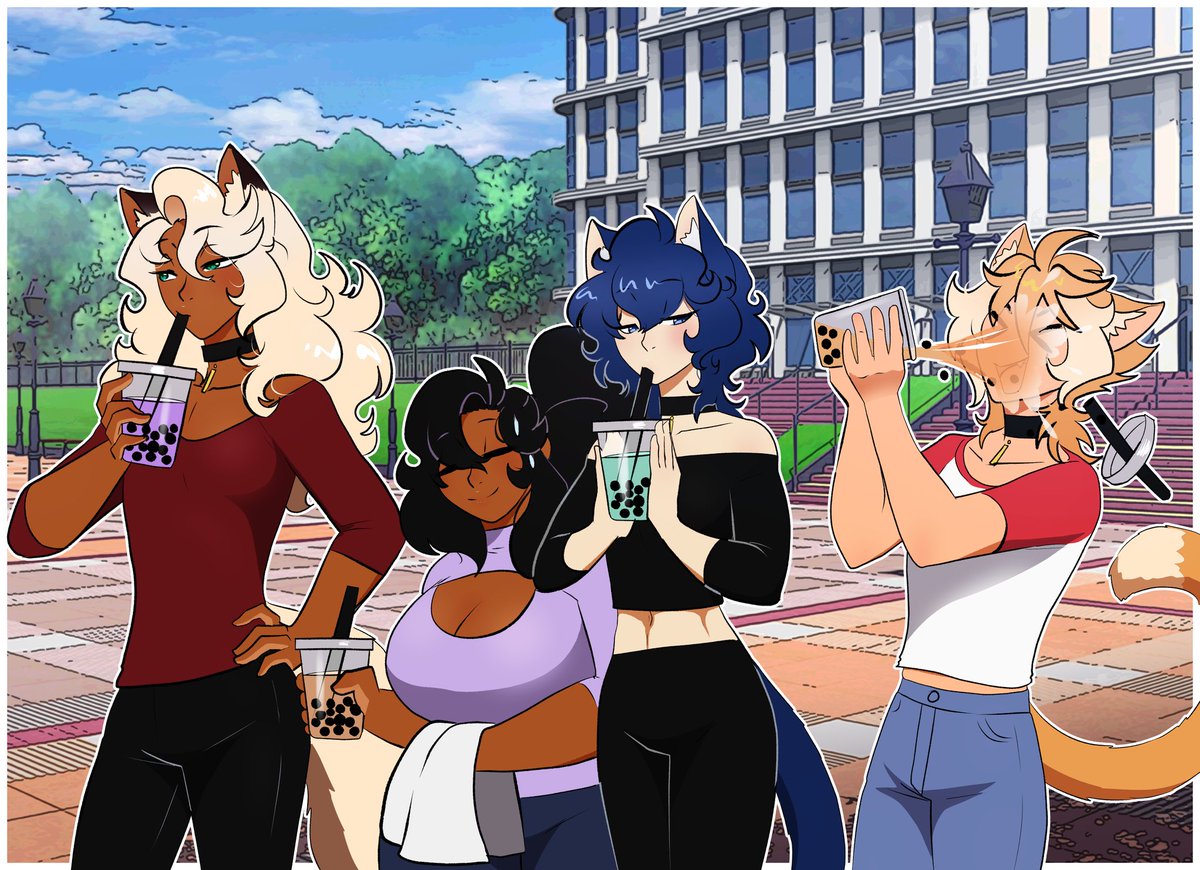 Semienigma's tweet photo. Forgot to post this. After Long time I finally drew my boys again. And Ellie.
From left to right is: Chowder, Ellie, Blue and Ginger. https://t.co/39css5ThOx
