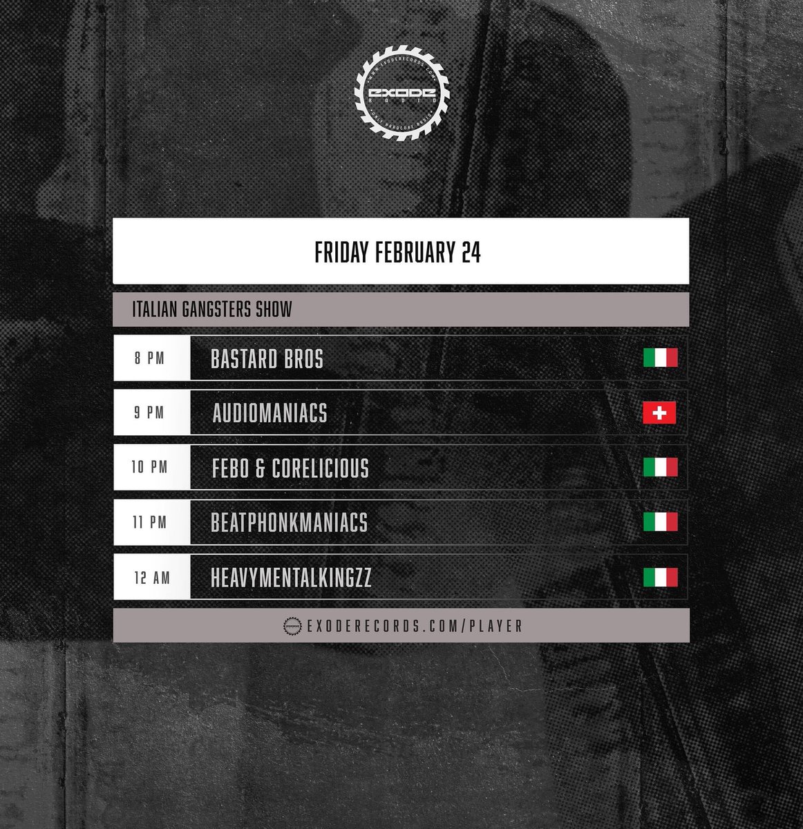BraunSepp's tweet photo. ▶ Italian Gangsters show 

Feat AudioManiacs &amp; Bastard Bros for the first time on our Show!! 
Thankzzz guuuyyyyz ❤️

Web Player:
https://t.co/KXqBOlndYK

#exoderecords #italiangangsters #show #February #hardcoretechnophonk #terror #djset #producer https://t.co/0F3GBVQl60