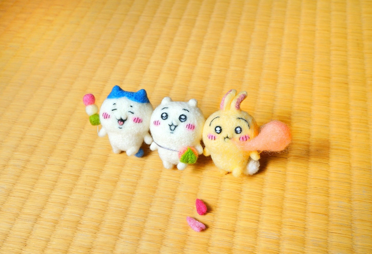 ✿羊毛フェルト✿ゆま様✿ふわふわうさぎさん✿ちょうちょさんと