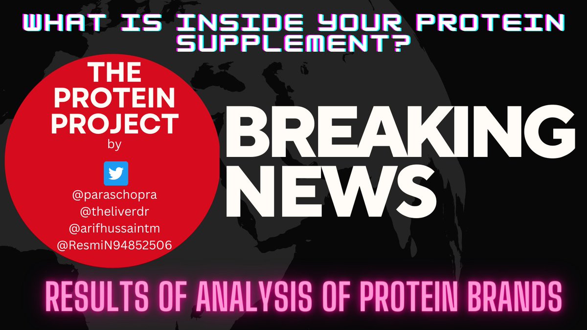1/30 Our 'Protein Project' report is here What is it? Unique public-health project funded by @paraschopra to analyze common/well-known protein supplements sold in India Who did it? Me & team at The Liver Institute with world class, independent food/drugs testing Neogen Labs.