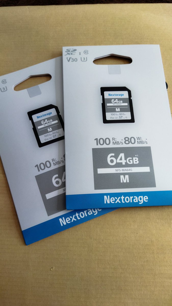 babapapa0413's tweet image. 届いた！

たまにア○チの方から「なんで遅いカード使ってんの？」って来ますが、特に高速連写の用途がないだけです笑

#nextorage
#sdxc