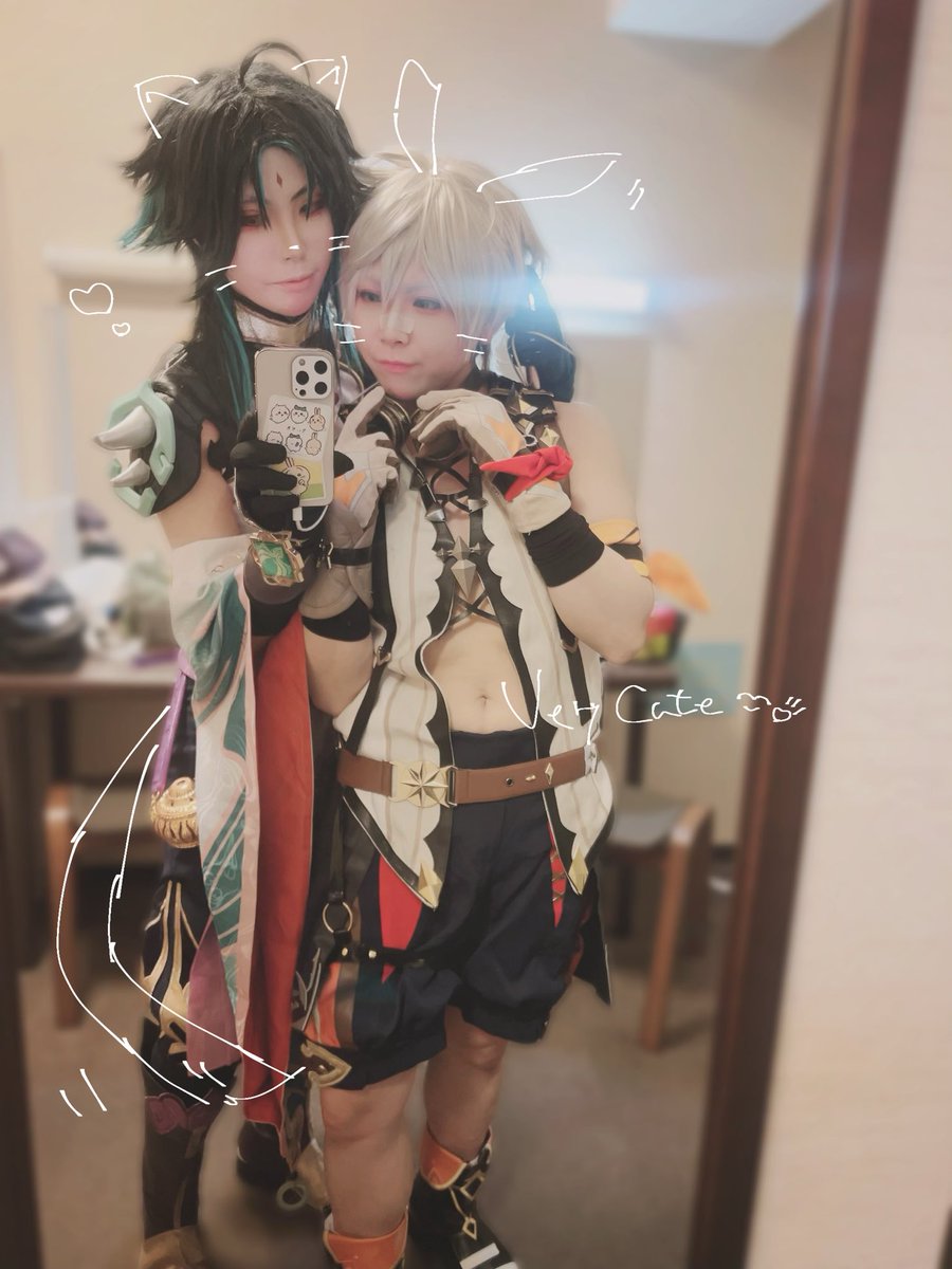 魈|ショウ(原神) 「しょべねの思い出....ベネットくん可愛すぎて飛んだンフッ 」|おじさんは原稿修羅場のイラスト