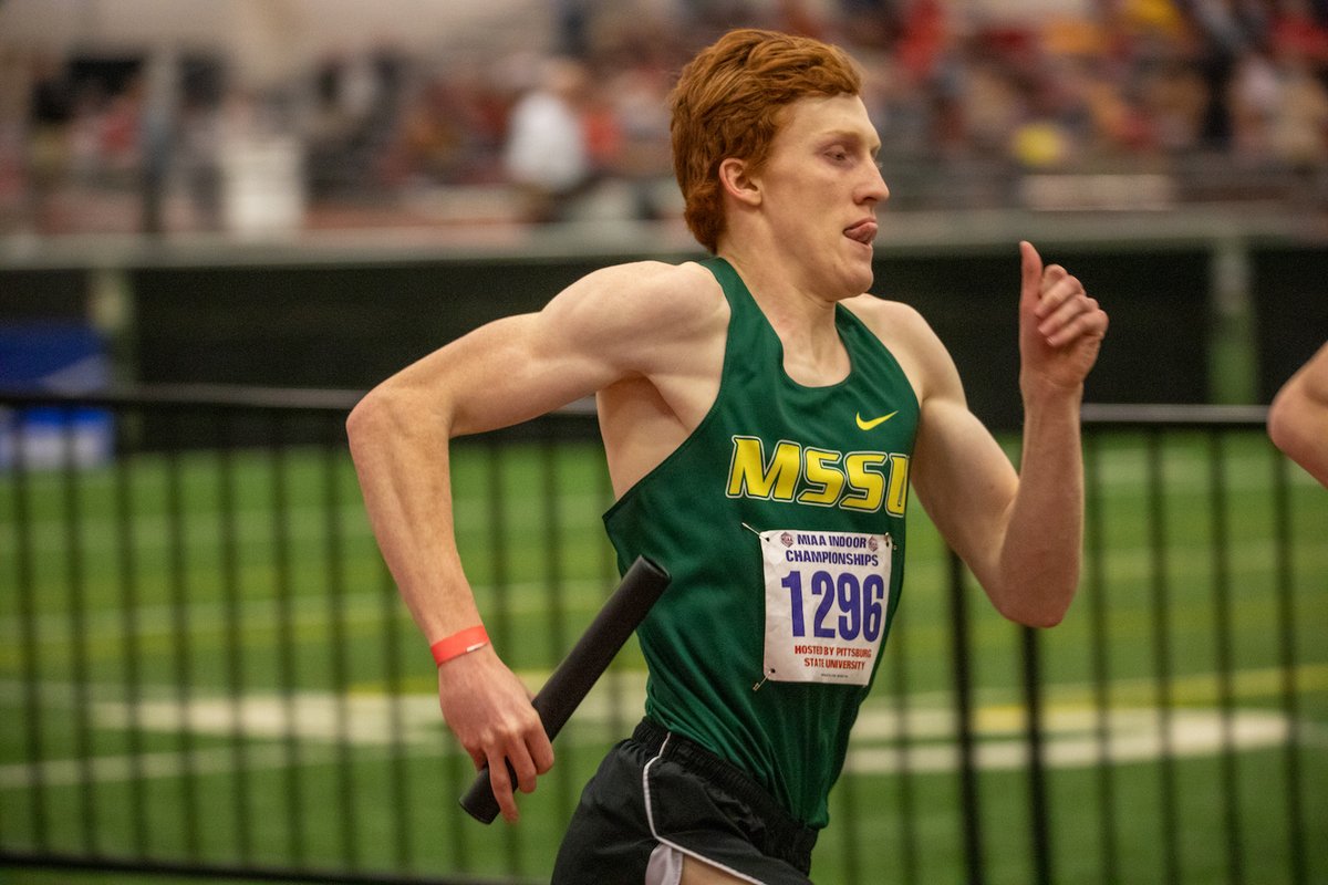 🚨 MSSU SCHOOL &amp; MIAA INDOOR RECORD 🚨
In the men's DMR of Riley Simpson, Kelton Sorrell, Gabe McClain and Ryan Riddle finishes 1st with a school record and NCAA Qualifying Time of 9:42.84. An MIAA Indoor best time by 6.07 seconds.  #LetsRoar