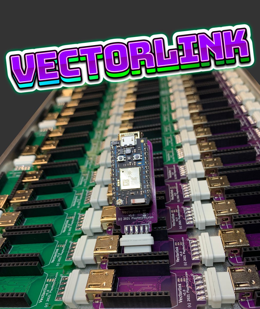 Technobly's tweet photo. Vectrex Vectorlink's are back in production, in green and purple! #vectrex #vectorlink https://t.co/GCZfKqIrgj https://t.co/HwYkgy9n0b