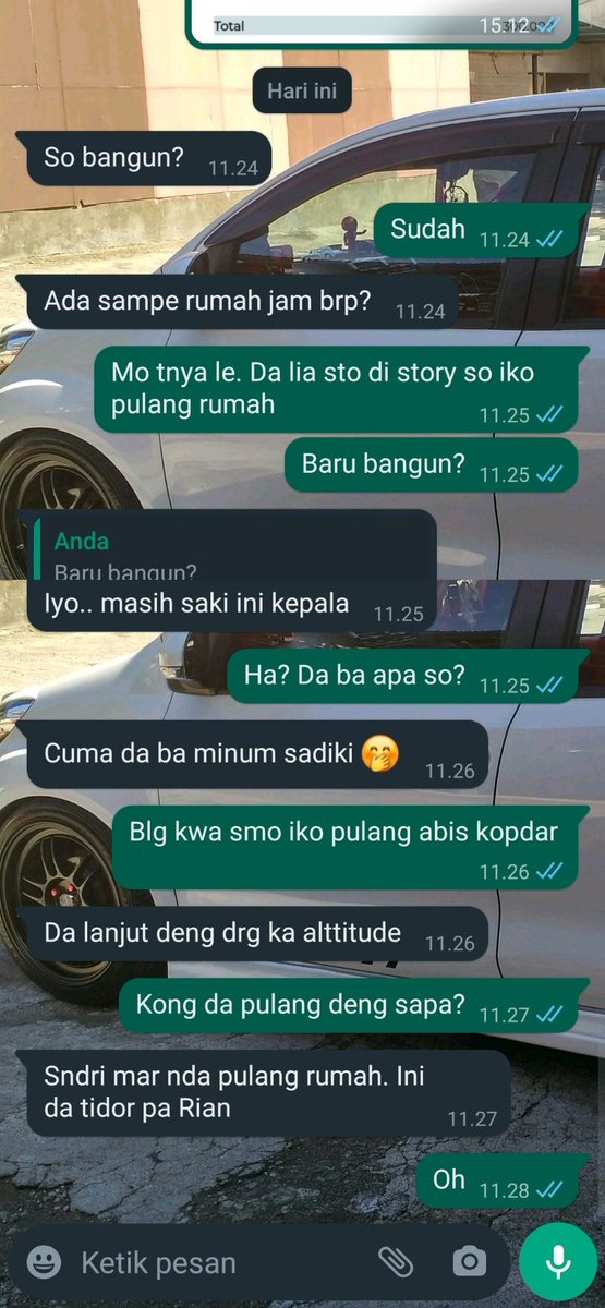 Salalu berakhir deng Rian
>Mo kaluar dg Rian dulu neh
>Ada mo nongkrong dg Rian dulu neh
> ada ba gate dg Rian deng dpe tmn2
> ada ngopi dg Rian
Sebenarnya ng itu ada apa so deng dia?
Walaupun dia Straight mar klo ja lia ngoni 2 pe tatapan mata qt tau Rian itu suka pa nga 😑😖😔