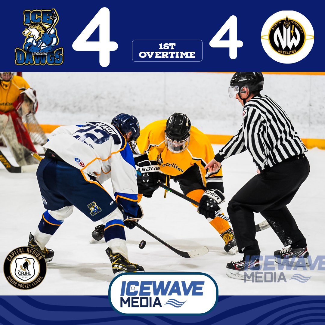 r_thomson_photo's tweet photo. We have a wild one tonight. Going into double overtime we are all tied up between the @ArborgDawgs and @NorthWinnipeg 

@CRJHL_Official @IceWaveMB https://t.co/JrcZLn20oV