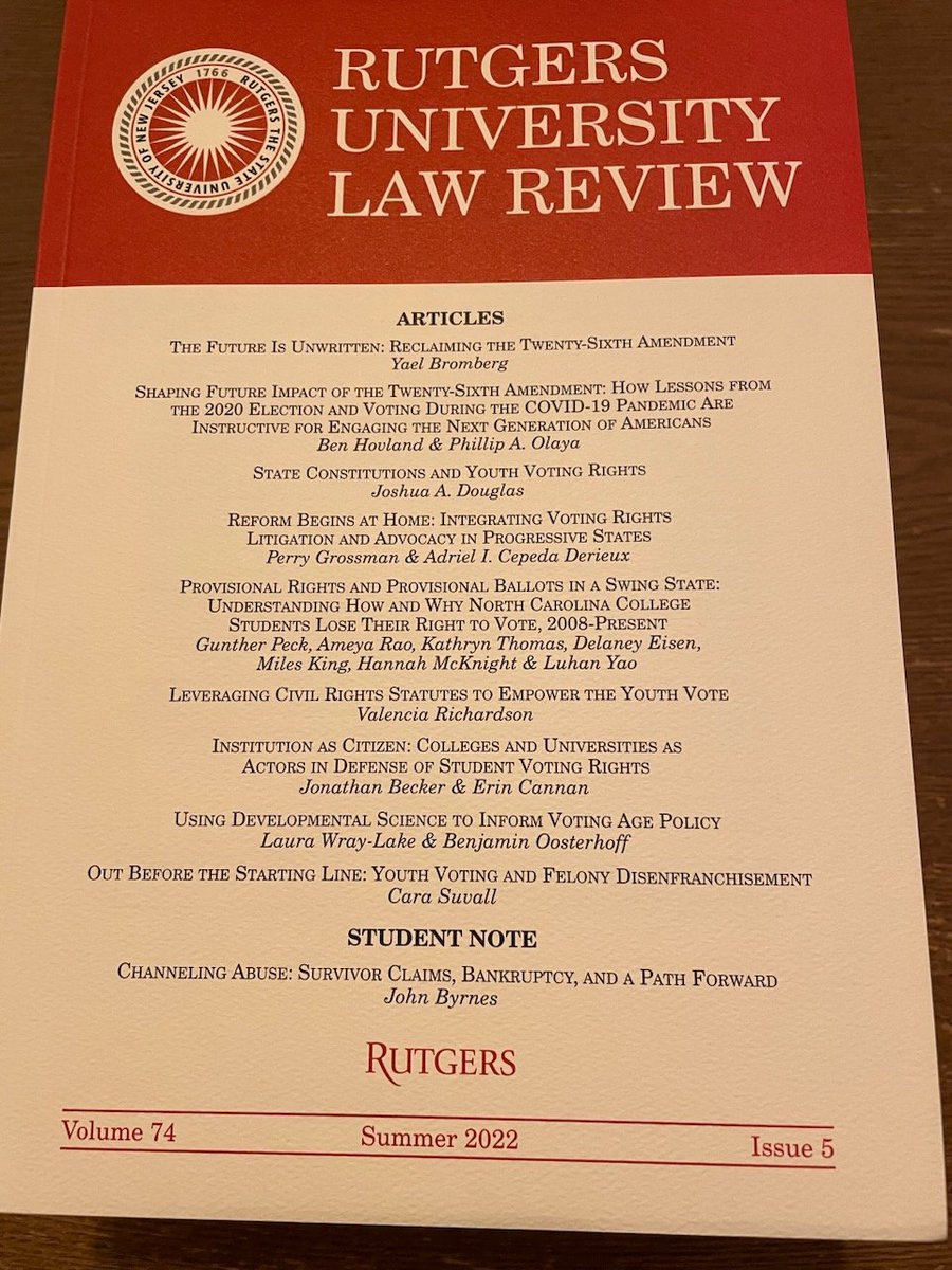 YaelBromberg's tweet photo. The *first ever* legal journal dedicated to the #TwentySixthAmendment. More soon .... #YouthVote https://t.co/6Wl4tdoPk6