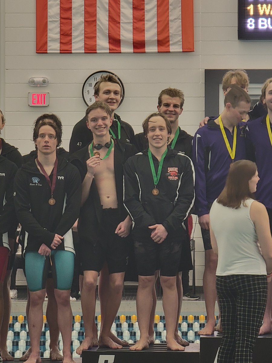 🥳 🎉Congrats to our 400 Freestyle Relay for qualifying for the State Meet next week! Way to go Landon, Charlie, Kale, and Bennett!!! 

#shakopeeschools #gosabers <a href="/SabersAD/">Shakopee Activities</a>