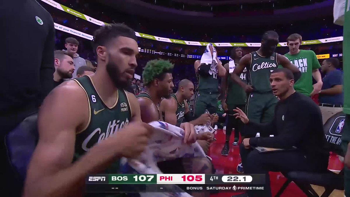 BleacherReport's tweet photo. Tatum was not feeling the camera on him 🤣 https://t.co/MgnRV0yLgM