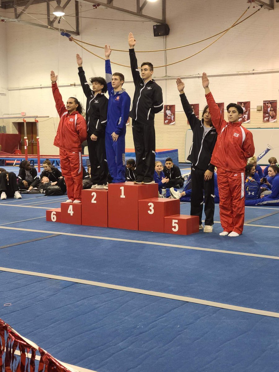 BronchosGym's tweet photo. Congratulations to our gymnasts that placed in the Odessa Tri-meet district qualifier.  Jesse Hernandez, Damian Ortiz and Alyssa Ortiz, and our girls team for coming in 2nd place #bronchopride #gobigred https://t.co/v2GO6oOGV4