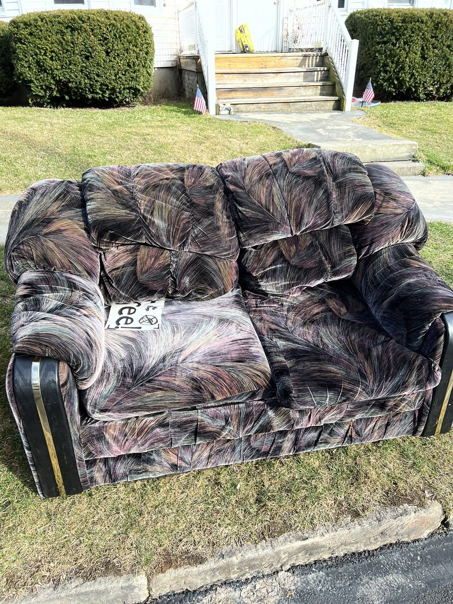 megdug's tweet photo. Should I take this free couch? (It says no bugs) https://t.co/xiEaoMs8nX
