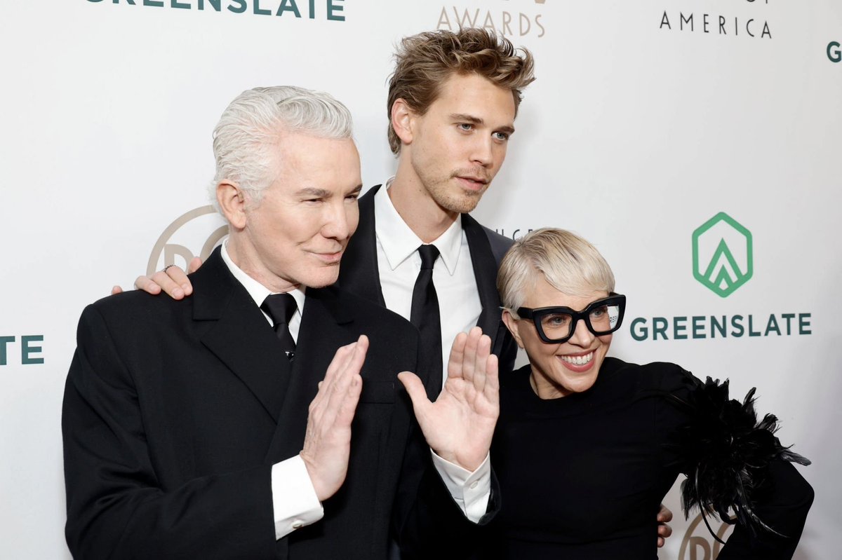 Austin Butler, Baz Luhrmann and Catherine Martin attending the #PGAAwards