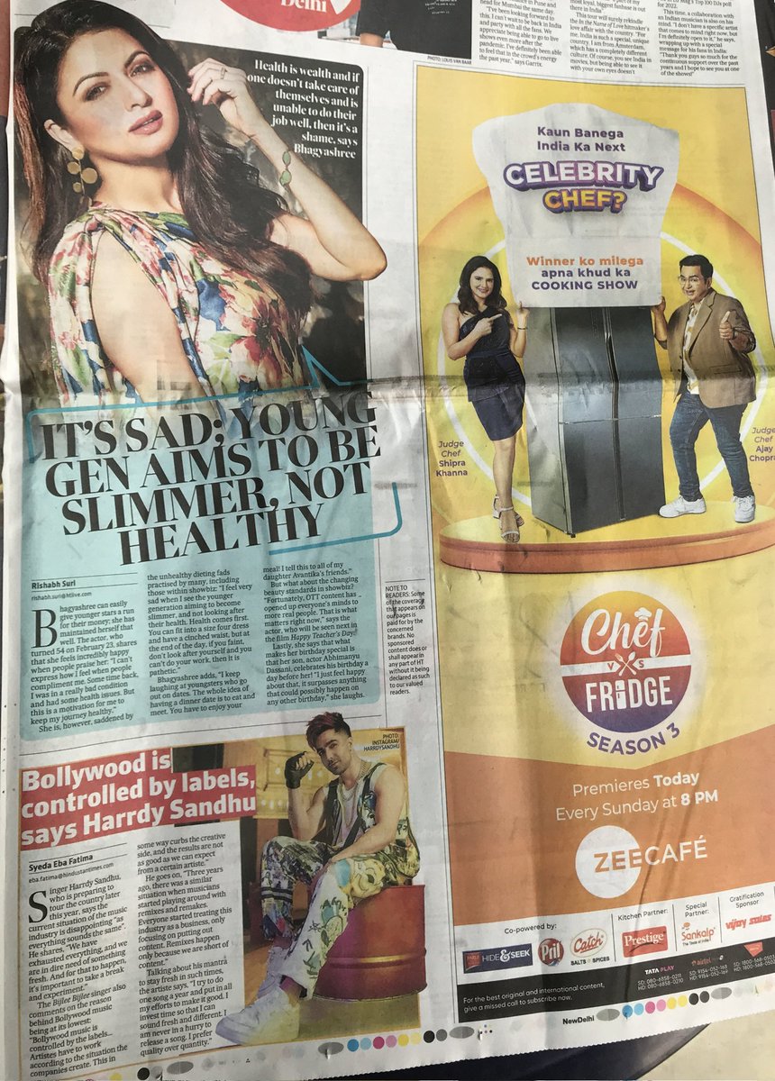 bollygudnews's tweet photo. SUPER STARS MAKING EVERYONE PROUD ⭐✨ @bhagyashree123 @HARRDYSANDHU @ChefShipra @mchefajaychopra @ZeeCafe #bhagyashree #harrdysandhu #chefshipra #ajaychopra #chef #cooking #zeecafe #chefvsfridge https://t.co/u6K8QOYRgI