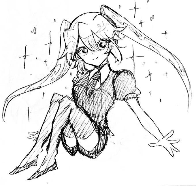 昔に描いてた宝石の国パロ弟子組を発掘しました……(宝石だけに)
アニメだけ見てた時は「あのキャラはあの宝石で～硬度はこれで～手袋とタイツは白か黒か迷うな～」みたいなことを楽しんでたけど最新まで見て宝石たちの未来を見てしまったらもう……ね…………(気絶)
いつか色塗ろう…… 