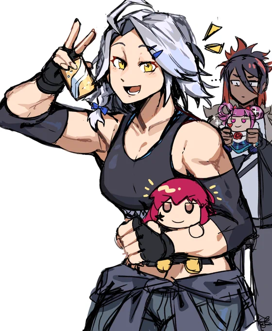 happy borfy  !!!!!  ft. their OCs Lune and Oboro~ 