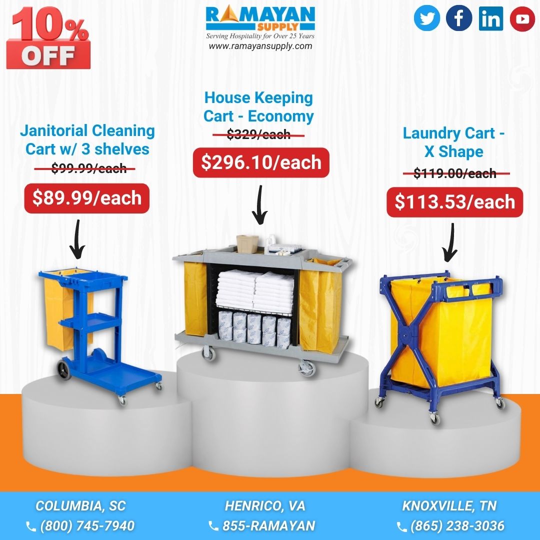 Supply X Shape Laundry Cart, House Keeping Cart - Economy and Janitorial Cleaning Cart w/ 3 Shelves
Shop Now: ramayansupply.com
#laundrycart #hotellaundrycart #xshape  #hotelsupplies #wholesalers #wholesaleprice #offers #discounts #deals #RamayanSupply #CleaningCart