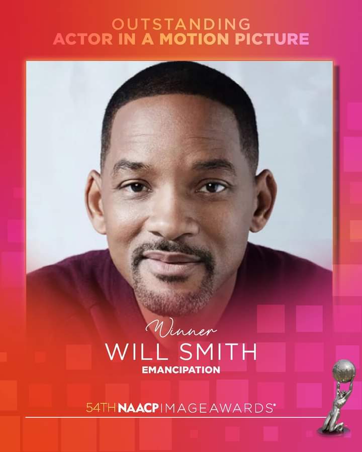 UpnUpMovement's tweet photo. Congratulations @willsmith 🎉👏🏾👏🏾👏🏾
Outstanding Actor in a Motion Picture.
#Emancipation 🏆54th #NAACPImageAwards
#OurStories #OurCulture #OurExcellence https://t.co/2hqYw4jXoL
