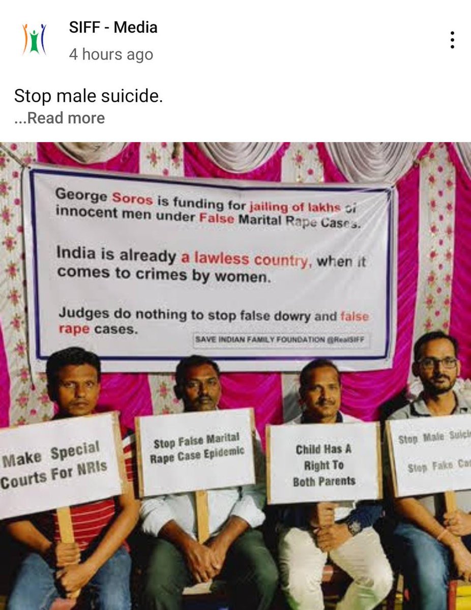 Sop male genocide.
@realsiff is fighting against Marital Rape PIL.
#FakeMaritalRapeCases 
#BengaluruHungerStrike 
#MaritalRapeLaw
#MaritalRape
#MarriageStrike
#JudiciaryDoesNotCare

*Location:* maps.app.goo.gl/kjB7zjw3ZjXnmf…