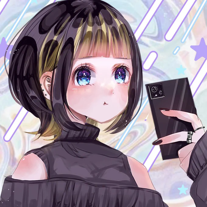 今の髪色と髪型こんなんっていう落書き