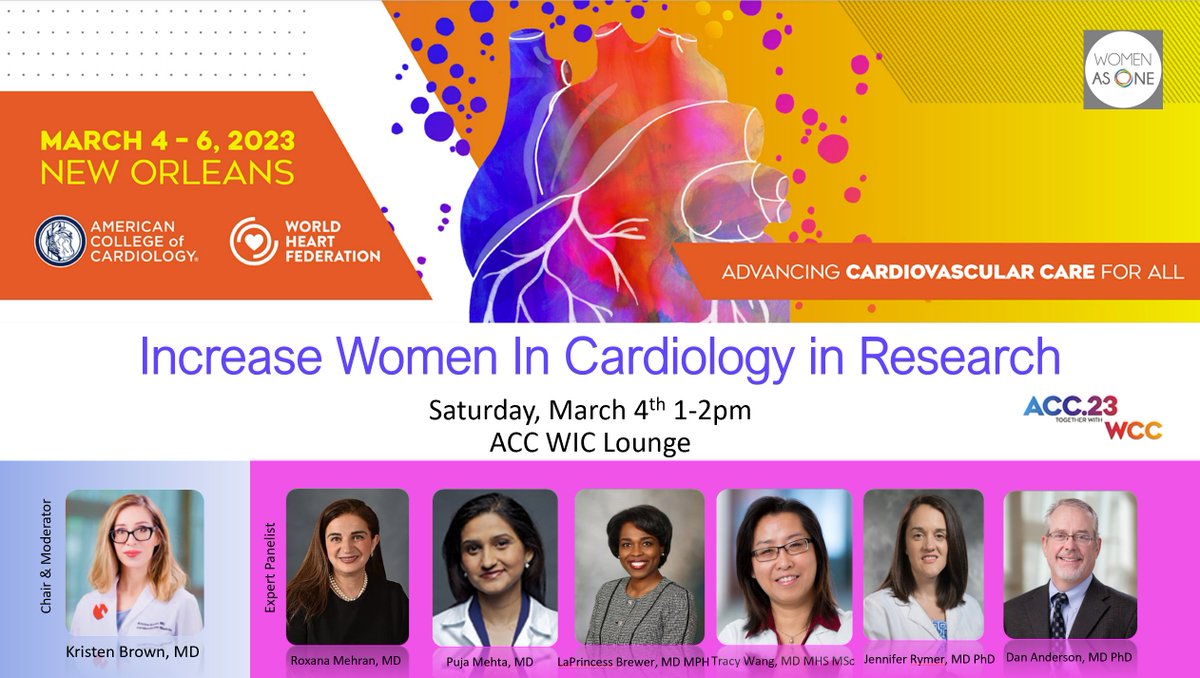 Kristen N. Brown, MD๐ซ (@kristen_brownmd) on Twitter photo Plan your #ACC23 trip!
Download #ACC23 #WCCardio App & mark โ๏ธ this session on ur ๐๏ธ now!
Topic: How to increase your research footprint๐ฃ
Location: ACC WIC Lounge
Date/Time: Saturday, March 4th, 1-2 pm
Who is invited: EVERYONE (Men & Women)
<a href="/ACCinTouch/">American College of Cardiology</a>
#Cardiotwitter Plan your #ACC23 trip!
Download #ACC23 #WCCardio App & mark โ๏ธ this session on ur ๐๏ธ now!
Topic: How to increase your research footprint๐ฃ
Location: ACC WIC Lounge
Date/Time: Saturday, March 4th, 1-2 pm
Who is invited: EVERYONE (Men & Women)
<a href="/ACCinTouch/">American College of Cardiology</a>
#Cardiotwitter