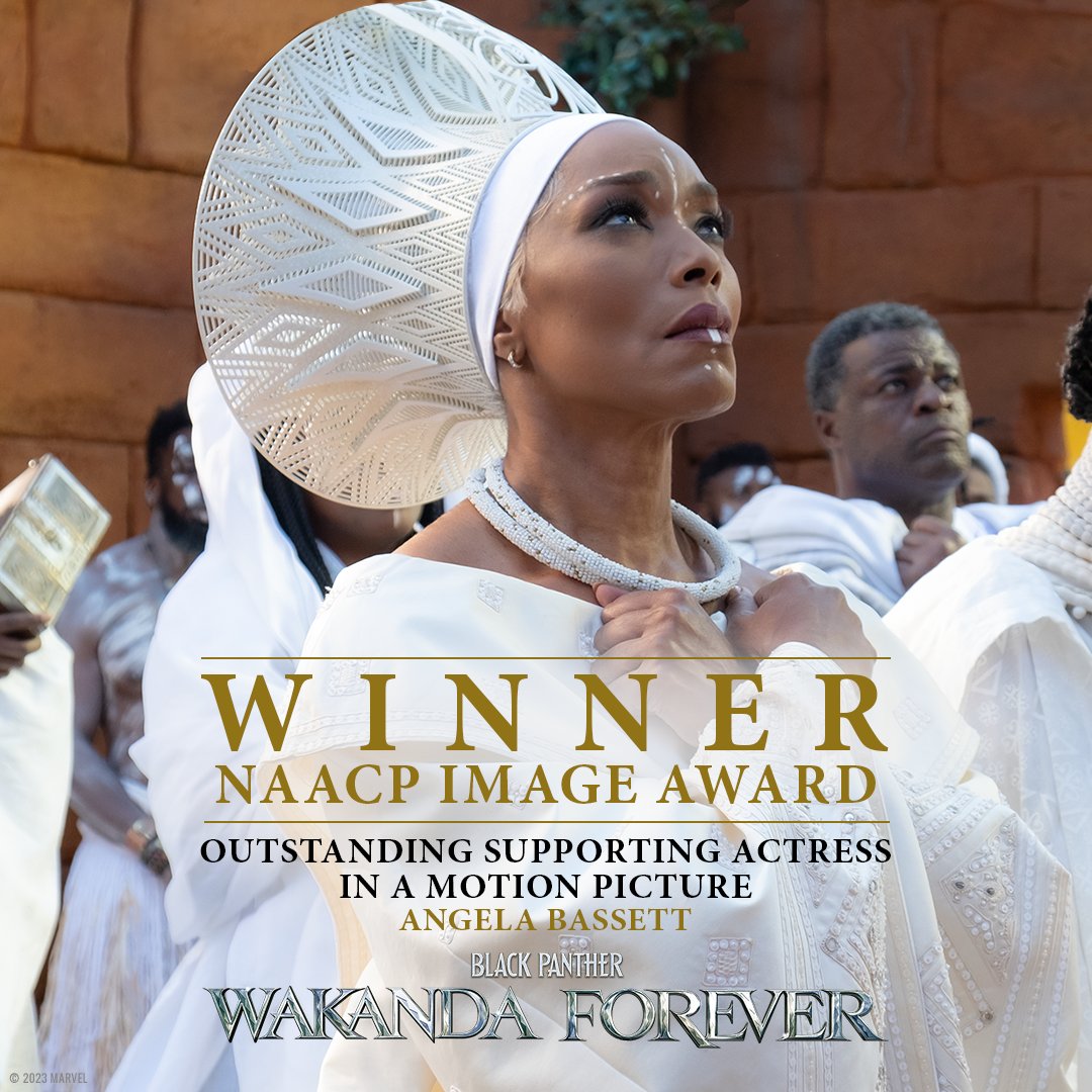 Congratulations to Angela Bassett for her NAACP Image Award win for Outstanding Supporting Actress in a Motion Picture for Marvel Studios’ Black Panther: #WakandaForever! #NAACPImageAwards