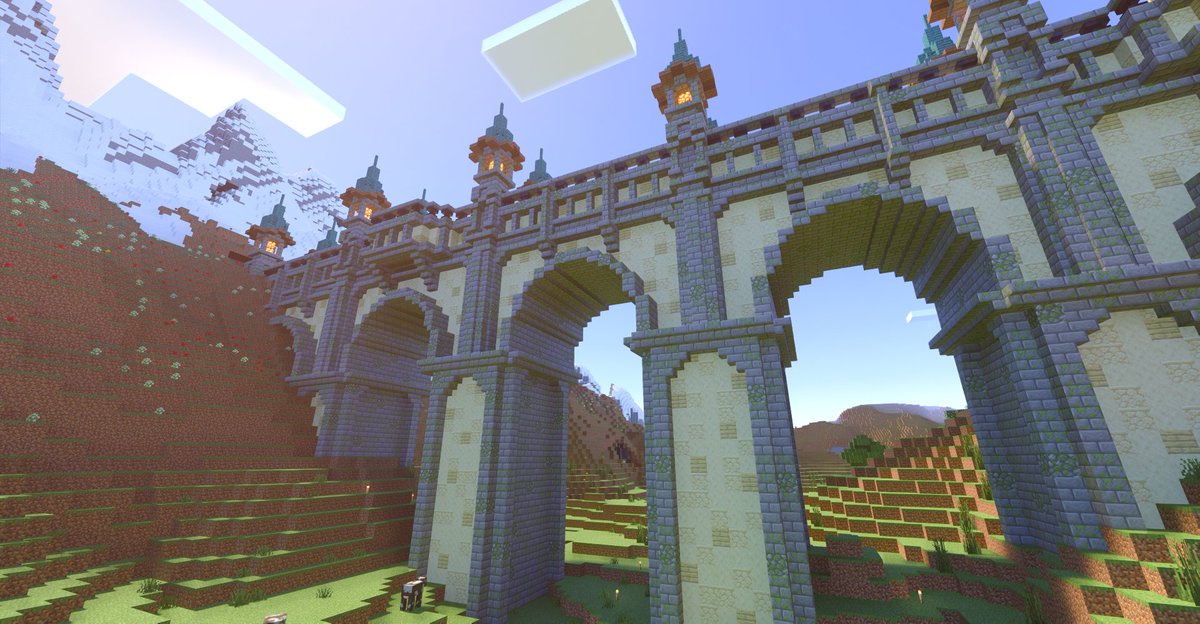 YuurooMinecraft's tweet photo. ①ツナマヨ村と城を結ぶ橋（城・村建築中）
②朝日を浴びてるカナブン村（城・村建築中）
③yuuroo黒朱城とネザーウォート畑（完成）
④なしこファームと初期リス周辺街（絶えず成長中）
各地の建築規模が大きくて、１枚にならない…
次のアプデで、もっと賑やかになるのかも☺️
#Minecraft
#yuuroo鯖 https://t.co/FFIjezMl2K