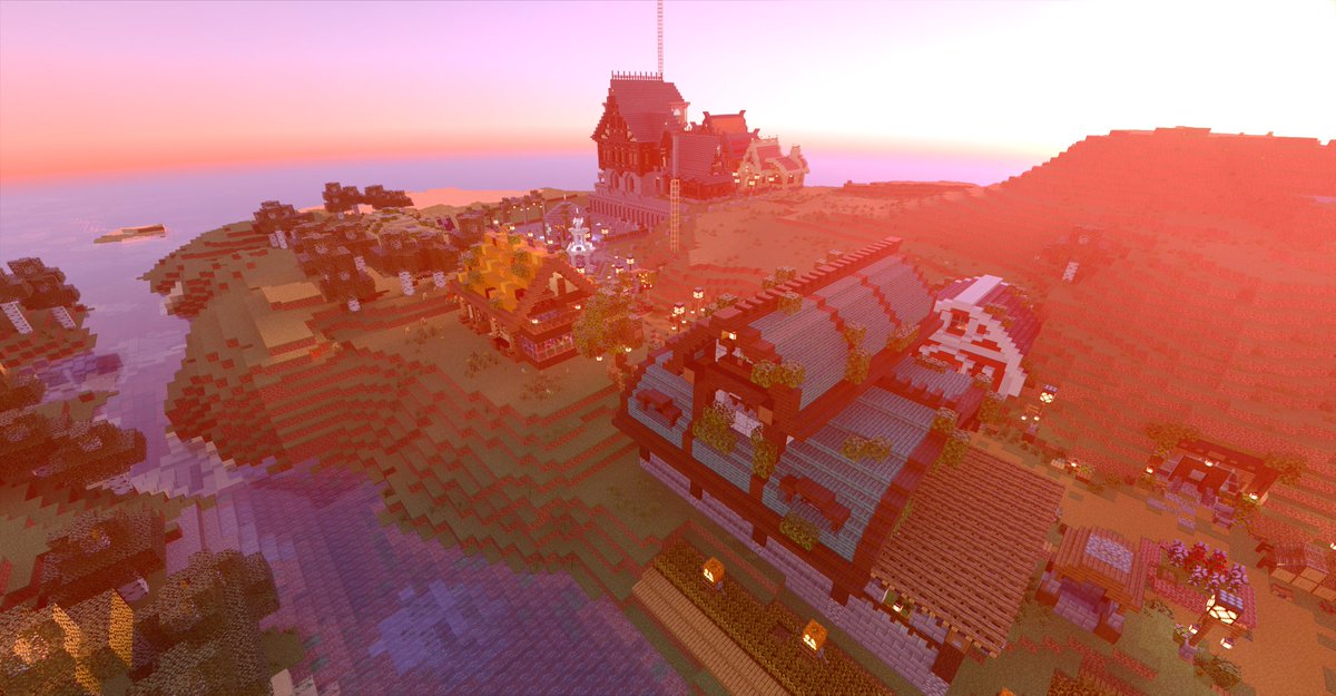 YuurooMinecraft's tweet photo. ①ツナマヨ村と城を結ぶ橋（城・村建築中）
②朝日を浴びてるカナブン村（城・村建築中）
③yuuroo黒朱城とネザーウォート畑（完成）
④なしこファームと初期リス周辺街（絶えず成長中）
各地の建築規模が大きくて、１枚にならない…
次のアプデで、もっと賑やかになるのかも☺️
#Minecraft
#yuuroo鯖 https://t.co/FFIjezMl2K