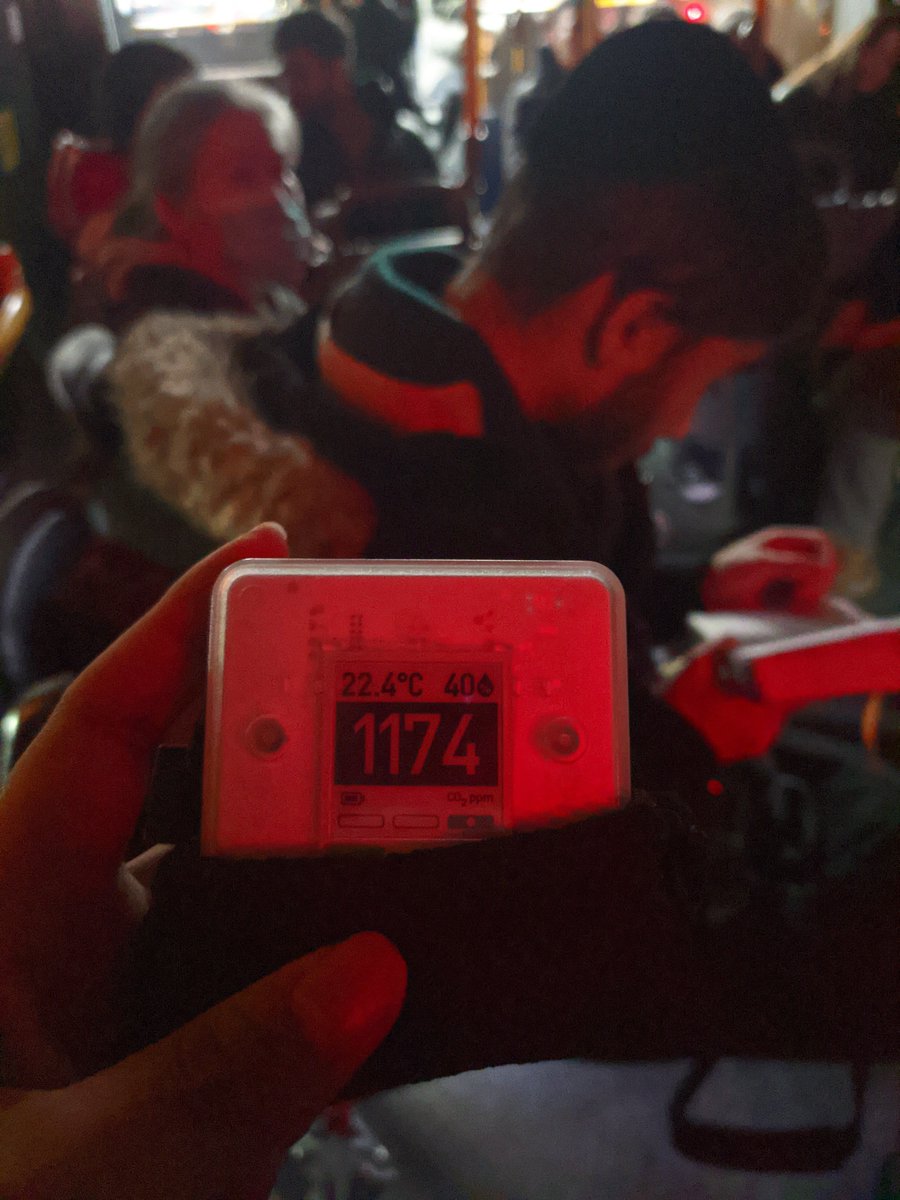 daka_x's tweet photo. I recently used my #Aranet4 to test exhaled air concentration (CO2) on TransLink's newest bus: the Nova LFSe+ on route 100.

I was initially impressed. The bus HVAC can quickly exchange fresh air into a fully loaded bus…

But, ONLY when it is on.

1/8
#covid19bc #covidco2 #bcco2 https://t.co/ngGcK0VEv8