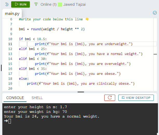CodingJoey's tweet image. Day #5: Honestly wasn't in the mood to code today for personal reasons but I ended up doing it anyways and am proud of myself for pushing through. Finished my BMI calculator today and am happy with how it turned out. #100DaysOfCode