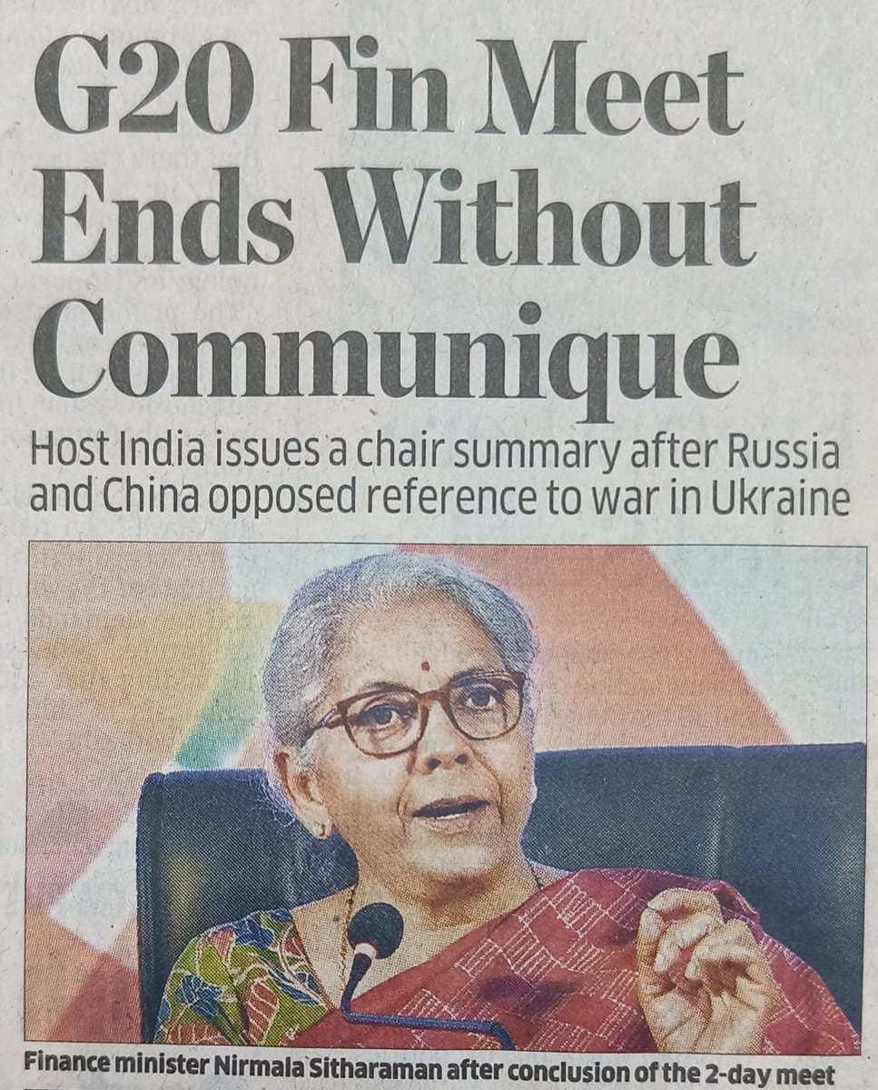Webinar_Stores's tweet photo. G20 Fin Meet Ende Without Communique
#RussiaInvadedUkraine #BBTitans #iubb #presidentialelection2023 #FERRAGAMOxJENO #NigeriaDecides2023 https://t.co/pFNJBQsOZ2