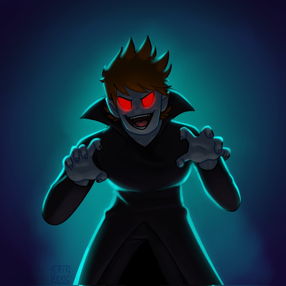 _SharpFang_'s tweet photo. Vampire Matt for the soul :]

This was really fun to color, but adding the blue lighting was harder than I thought. But I'm satisfied

#eddsworld #vampirematt https://t.co/Xr8MFp5Yg3