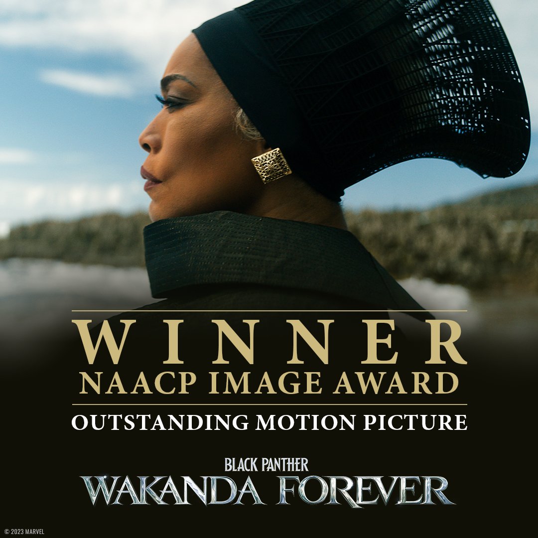 Black Panther: Wakanda Forever (@theblackpanther) on Twitter photo 2023-02-26 05:35:47 Congratulations to the cast and filmmakers of Marvel Studios’ Black Panther: #WakandaForever for their NAACP Image Award win for Outstanding Motion Picture! #NAACPImageAwards Congratulations to the cast and filmmakers of Marvel Studios’ Black Panther: #WakandaForever for their NAACP Image Award win for Outstanding Motion Picture! #NAACPImageAwards