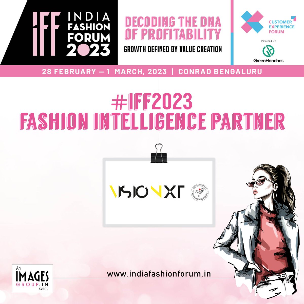 i_visionxt's tweet photo. Pleasure to announce that #VisioNxt an initiative by @TexMinIndia  undertaken by @NIFT_HO is the fashion intelligence partner at #IFF2023 organised by #ImagesGroup @fashioningindia coming with a masterclass on future trends in India and sneak peek into our work! @kaustavsengupta https://t.co/hUiTheev9M