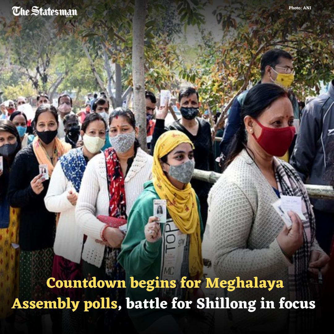 TheStatesmanLtd's tweet photo. Countdown has begun for the #Meghalaya #Assembly #polls, which will see over 21 lakh #electorates will decide the fate of 369 candidates. Polling will held at 3,419 polling stations across 59 Assembly #constituencies in the state. Voting started at 7am &amp; will continue till 4pm. https://t.co/IET9b9crpK
