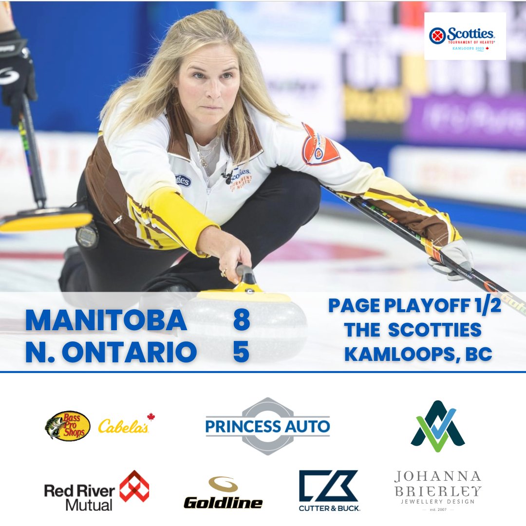 TeamJJonesCurl's tweet photo. What a game! What a finish!
And now we have one more big game to go.
We’ll take on N. Ontario or Canada Sunday at 6 pm PT for the 2023 Scotties Championship.
Watch us play on @TSN_Sports .
📸: @CurlingCanada
#TeamPrincessAuto
#TeamManitoba
#curling
#Manitoba
#STOH2023 https://t.co/ErpSyJnM1l