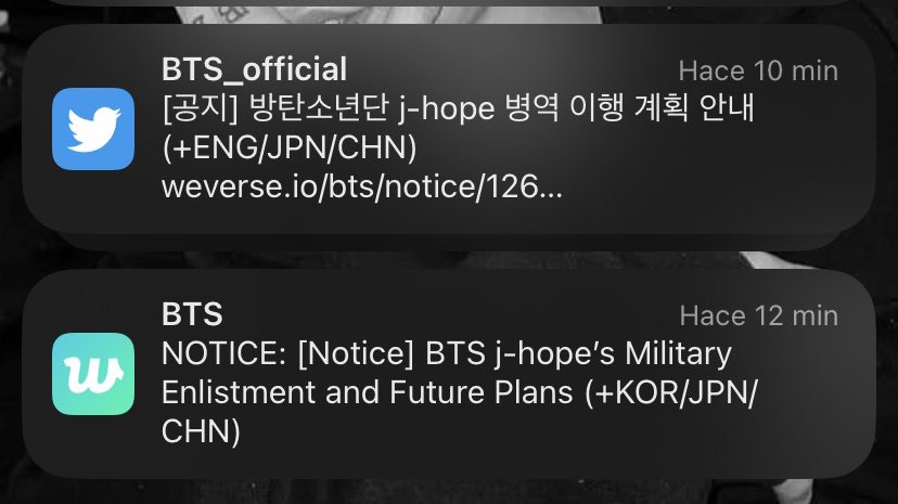 Adressedinblack's tweet photo. Podemos hablar del trauma que ahora producen los comunicados de BIGHIT? 
Hobi se nos va 🥺🥺 https://t.co/c4kw2pjmQq