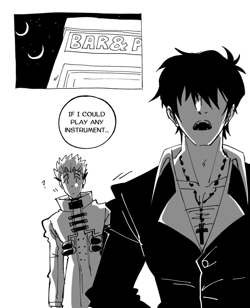 GOOMYLOID's tweet photo. quick messy comic about music (1/2) #trigun #vashwood https://t.co/56L0VbnoYo