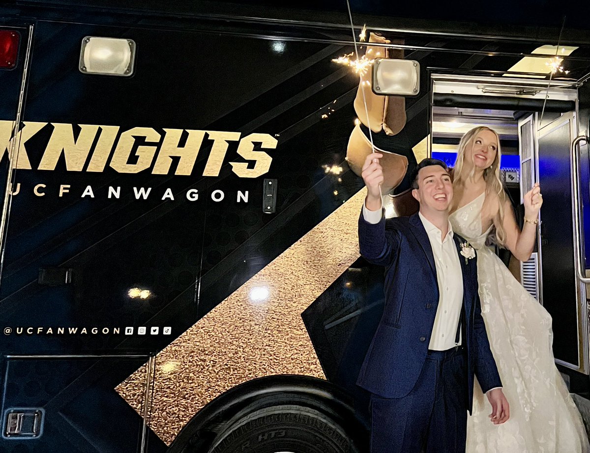 UCFanwagon's tweet photo. Congrats to AlumKnights ~ℰ𝓂𝒾𝓁𝓎 + 𝒥𝑜𝒽𝓃~ We were honored to be a part of your special day! 🖤💛🚑. #kannyoufeelthelove #justmarried #wedding #getawayvehicle #ucfknights @UCFKnights @UCFALUMNI @emilycaronn https://t.co/ZEqPW62CY3