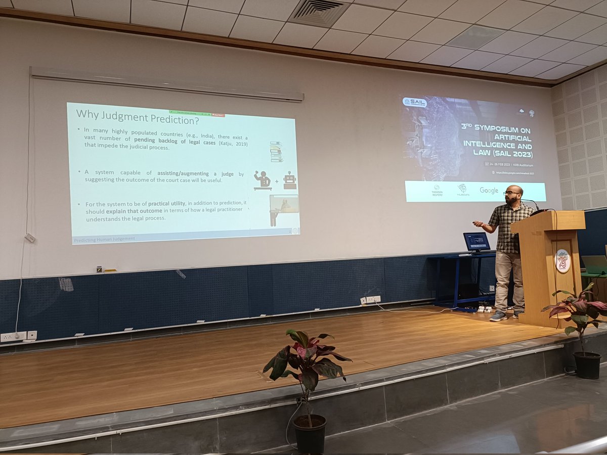 SymposiumAILaw's tweet photo. Tutorial on "Legal IR and NLP: Challenges, and State-of-the-art"
By:
@kripa1983 
Saptarshi Ghosh 
@sknigam05 
@AniketDeroy 
@ShounakPal6 

#sail2023 #aiandlaw #law #legalAI https://t.co/CrKBrAgvly