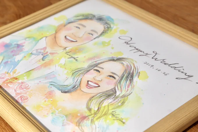 アナログ絵っていいですよね…結婚式のウェルカムボードや家族のポートレート毎度15時間とか20時間かけて全身全霊で描いてる #アナログ絵で魅せてみよ 