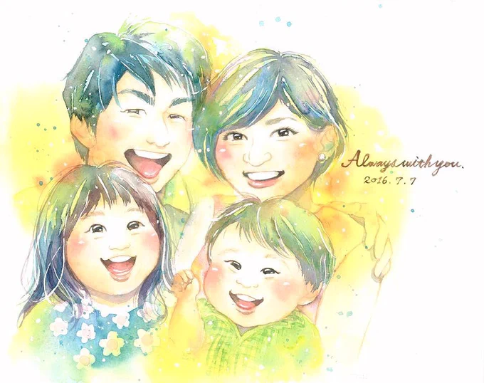 アナログ絵っていいですよね…結婚式のウェルカムボードや家族のポートレート毎度15時間とか20時間かけて全身全霊で描いてる #アナログ絵で魅せてみよ 